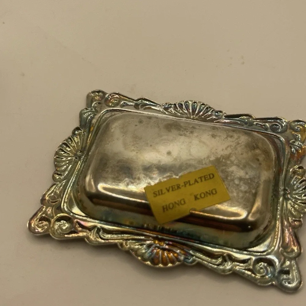 Vintage Silver Plated Salt & Pepper Shakers Tray Fairy Brand SH-067 Hong Kong